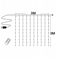 Гирлянда штора Роса светодиодная  3м *3 м, 300 led, крючки, пульт, теплый белый